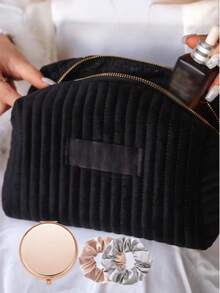 4pcs/Set Personalized Bridesmaid Makeup Bag Set, Customized Velvet Makeup Bag Set, Personalized Gift Set, Includes 1 Makeup Bag, 1 Mirror, And 2 Scrunchies, Customized Makeup Bag, Personalized Bridesmaid Wedding Gift, Customized Velvet Makeup Bag, Travel Toiletry Bag, Bridesmaid Proposal Gift, Valentine's Day Gift, Ramadan Gift - Multicolor - View 21