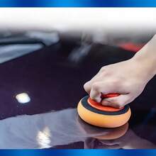 Orange Polishing Sponge For Car Waxing, With Handle For Effortless Application, Evenly Distributes Wax To Prevent Paint Damage, Essential For Manual Car Waxing And Detailing - 1pc Handle Polishing Sponge - View 1