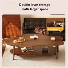 1X Living Room Low Table Coffee Table, Double-Layer Storage Table With Cloud Shaped Tabletop - Multicolor - View 3