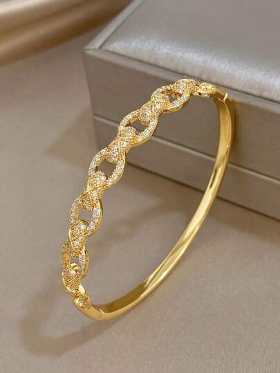 1件装极简主义链条手镯，女士金色手镯，可叠戴，适合圣诞派对佩戴，珠宝礼品