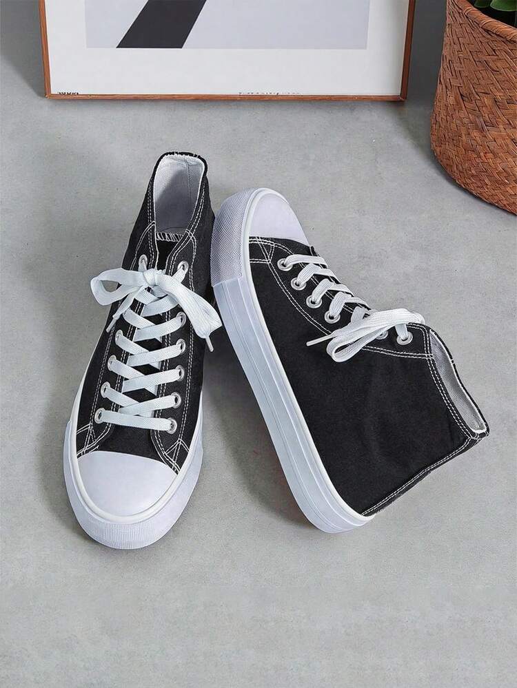 Nuevos zapatos casuales para mujer.Zapatillas de tenis informales para mujer.Zapatos casuales para mujer para el campus.Tenis mujer hombre bota choclo urbano casual zapato deportivo cómodo confort moda unisex. Nuevas zapatillas de lona informales.Ligero y casual, transpirable, resistente, antideslizante. - Negro - Añade 5