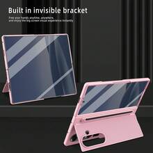 VIETAO 內置筆隱藏式幾何支架噴漆手機殼，適用於 Galaxy Z Fold 6 7 8 Ultra Fold6 Fold7，附強化玻璃螢幕保護貼 - 深藍色 - 查看 6