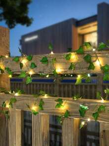 1pc 2M/5M/10M Flower Green Leaf Artificial Vine String Fairy Lights Solar Power Christmas Camping Tree Garland Light For Weeding Home Decoration - Warm Light - View 6
