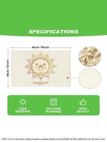 1/4/5/6/7pcs Crescent Moon, Star, Ramadan Lantern Decor Set, Linen Comfortable Texture, Ramadan Tablecloth, Ramadan Decoration Set, Eid Decoration Set, Ramadan Dining Table Decor, Crescent Moon Tablecloth, Eid Mubarak Tablecloth, Suitable For Ramadan, Eid Al-Fitr Party And Dining Decoration, Multiple Sizes - Multicolor - View 8