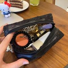 1个三丽鸥网眼铅笔盒/化妆包，大容量铅笔盒，简约黑色铅笔袋，多功能文具收纳袋，适合学校、文具、节日礼物、返校季使用 - 彩色 - 查看 4