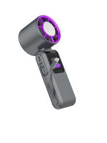 1pcPortable Foldable Ice-Cooling High-Speed Fan With LED Display, Dual Charging Ports & Built-In Cable - Summer Outdoor Travel Must-Have, Cools Even At 40°C, (, )