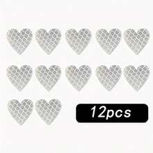12pcs Reflective Heart-Shaped Car Stickers, High Intensity Reflective Safety Decals For Bumper, Windows, Laptops, Anti-Scratch Protection Film - Love - View 11