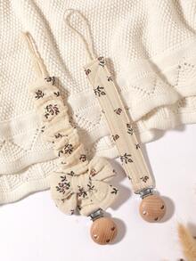 2pcs Baby Pacifier Chain, Fashionable Printed Pacifier Clip And Wooden 3-Hole Pacifier Clip, Suitable For Baby Boys And Girls, Daily Use And Gift - Multicolor - View 9