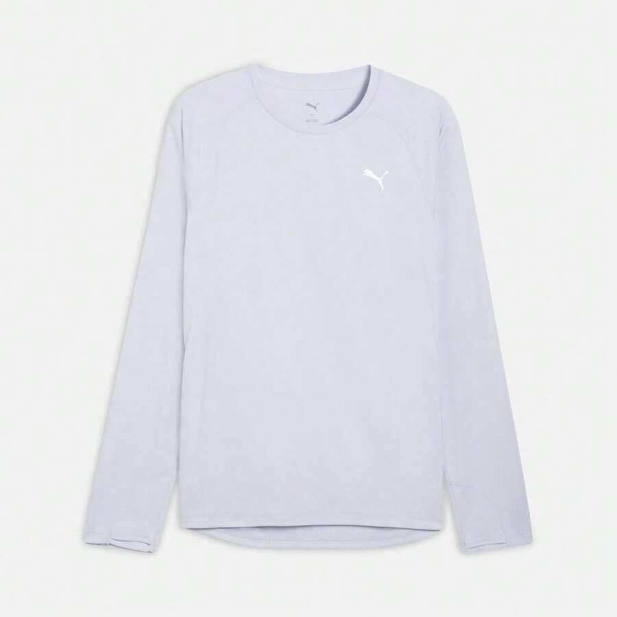 Puma 男士跑步系列长袖针织圆领长款T恤 52724282 - 灰色 - 查看 1