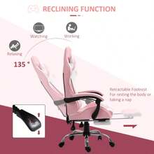 Gaming Chair, Computer Chair, Ergonomic Office Chair With Headrest, Lumbar Cushion, Height Adjustable, 360° Swivel, Pink And White - Multicolor - View 8