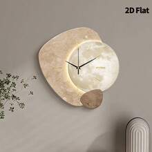 1pc 2D Flat Planet Surface Texture & Color Block Silent Wall Clock, Super Quiet Quartz Movement, No Ticking Sound, Suitable For Decorating Living Room, Bedroom, Office, Kitchen And Cafe, Perfect Decorative Gift For Friends And Family, Home Decor, Back To School Room Decor, Study Supplies - Multicolor - View 6