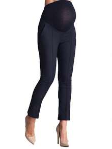 Maternity Pants Pregnant Women High Waist Skinny Work Office Pants Straight Leg Pants Ankle Pants Trousers Over The Belly Bootcut Dress Pants Stretch Pregnancy Trousers - Xanh đậm - Xem 2