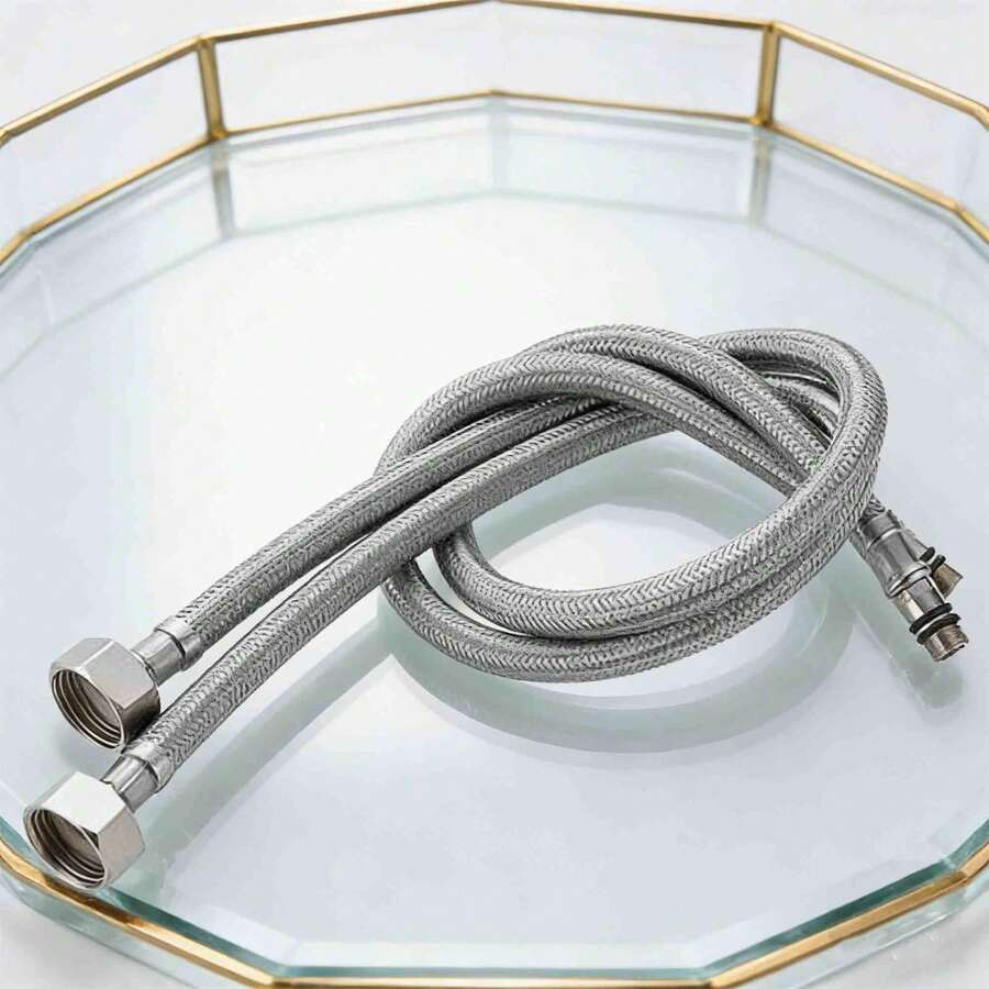 G1/2 Thread Flexible Stainless Steel & Copper Braided Faucet Hose - Suitable For Cold & Hot Water, Durable Copper Head, For Kitchen & Bathroom