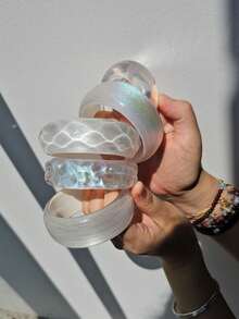 1件白色亮面树脂手镯，时尚多彩女士饰品 - 彩色 - 查看 3