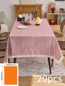 1 chiếc khăn trải bàn sọc đỏ, phong cách trang trí tối giản kiểu nhà nông thôn, hình chữ nhật, phù hợp cho bàn ăn, bàn cà phê, kệ tivi, lối vào, thích hợp cho các dịp lễ, tiệc tùng, đám cưới, bữa tối, nhà cửa, văn phòng, dã ngoại ngoài trời, mọi mùa. - Đỏ - Xem 12