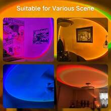 Multicolor Sunset Projector Lamp With Remote & APP Control - 16 Colors & 16 Dynamic Modes, Dimmable LED Night Light For Bedroom, Party, Photography Decor,Romantic Dates & Gifts - Multicolor - View 2