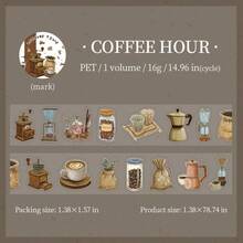 35mm*2M 可爱猫咪甜点图案和纸胶带，哑光PET材质，用途广泛，适用于剪贴簿、日记、计划本、家居装饰、DIY手工、学习用品等。 - 彩色 - 查看 15