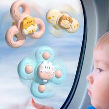 3Pcs Interactive Baby Suction Cup Spinner Toy With Rattle, Educational Spinning Tops Toddler Bath Toy, High Chair Toy, Finger Exercises, Birthday Gift For Infants Boys Girls - Multicolor - View 4