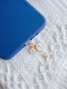 1pc Letter A/M & Flower Charm Phone Dust Plug For Type-C Interface Birthday Festival Gift - Multicolor - View 26