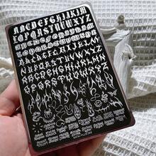 高品质美甲印花板，哥特字母印花美甲模板，26个英文字母美甲印花板，透明硅胶印花印章，美甲工具 - 薄荷綠 - 查看 1