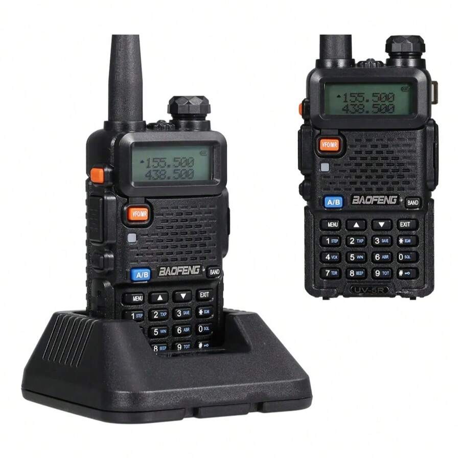 BAOFENG UV-5R Radio de Comunicación Bidireccional de Doble Banda 136-174Mhz/400-520Mhz, 128 Canales,Walkie Talkie Recargable de Dos Vías - Negro - Ver 1