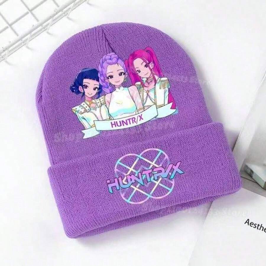 魔法猎人儿童针织帽，可爱卡通印花针织帽，男女通用 - 彩色 - 查看 1