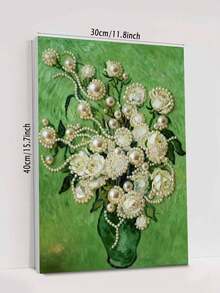 一套DIY手工珍珠画，尺寸30x40厘米/11.81x17.85英寸，花瓶装饰画，创意装饰画，DIY手工镶嵌珍珠画，配有自粘珍珠，适合家居装饰、新房装饰、DIY手工爱好者、闺蜜礼物，无框 - 彩色 - 查看 6