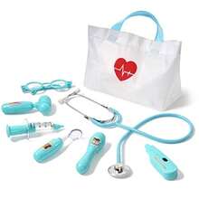 Doctor Kit 8 Pieces Toddlers Doctor Playset With Medical Storage Bag And Real Stethoscope Pretend Play Doctor Toys Birthday Gift For Boys Girls Aged 3 4 5 6 Blue - 藍色 - 查看 2