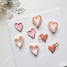 Heart Shape Jewelry Making Kits, Valentine's Day Heart Pattern Polymer Clay Cutters & Stamps For DIY Pendants Jewelry Making - Beige - View 7