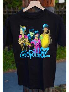 Rock Print T-Shirts Music Band Gorillazs Punk 90s Casual Fashion New Men Short Sleeve Plus Size Pure Cotton T-Shirt Unisex - màu đen - Xem 6