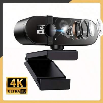 Webcam USB 4K/2K/1080P với tự động lấy nét và nắp che bảo mật | Cắm là chạy, tương thích với PC/Laptop, Zoom, phát trực tiếp và làm việc từ xa