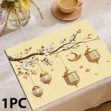 1/4/6 Pcs Ramadan Placemats, Linen Dining Table Mats With Traditional Lantern Pattern, Washable Printed Tablecloths, Surface Protective Pads, Ideal Decor For Holiday Kitchen And Family Gatherings - Multicolor - View 18