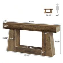 Tribesigns Mesa Consola Almacenamiento, sofá de Madera de Granja de 160cm para Entrada, sofá Estrecho y Largo detrás del sofás, Consola para salón, Pasillo, Entrada, vestíbulo, Roble - Marrón - Ver 3