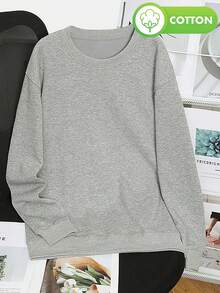 Women's Casual Light Gray Sweetheart Neck Long Sleeve Sweatshirt, Cute Spring/Summer Tops, Carnival/Holiday Wear, Women's Apparel - Light Grey - View 4