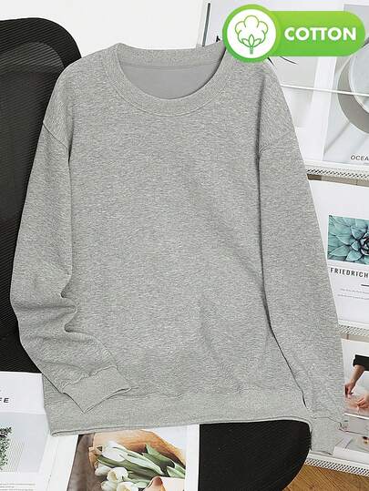 女士休闲浅灰色心形领长袖卫衣，可爱春夏上衣，嘉年华/节日服装，女装