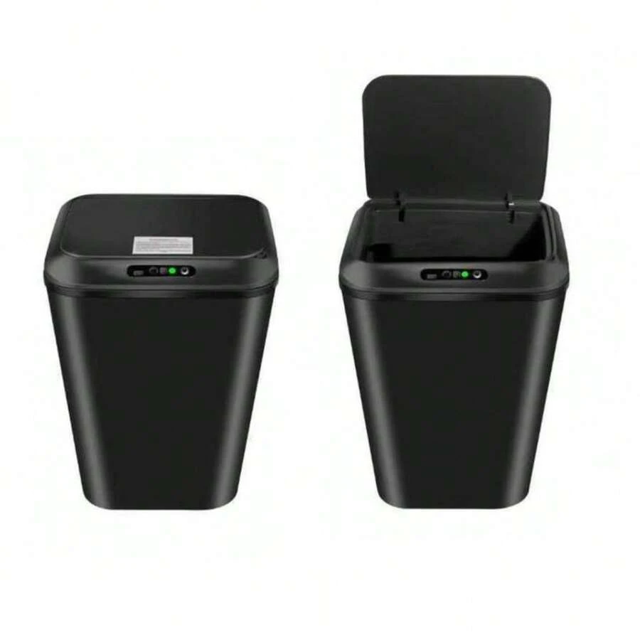 Kit Of 2 Smart Automatic Sensor Trash Cans For Bathroom, Kitchen, Office, 16 Liter Capacity - 黑色 - 查看 1