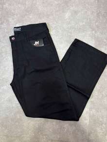 Calça Balão/Baggy Preto-Sarja Dazzling Original Larga Sportlife Basica  Calças Jeans - Preto - Visão 8
