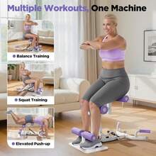 FEIERDUN Adjustable Deep Squat Machine - 7 Level Resistance Glute & Leg Trainer For Home, Core Leg Push Up Workout Machine For Home Gym To Strengthen Core, Hips And Thighs - Purple - View 2