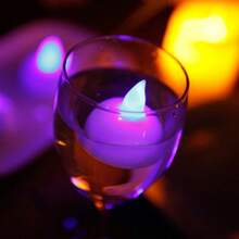 Velas flotantes de agua sin llama, luz LED parpadeante, lámpara electrónica romántica para bodas, fiestas, bañera, piscina, velas decorativas - Luz RGB - Ver 5