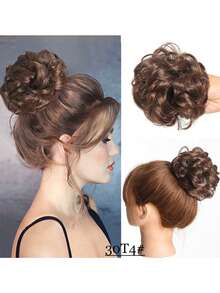 爪夹式凌乱发髻假发片 合成发髻 波浪卷发髻发髻接发 蓬松盘发发髻 爪夹式马尾假发片 - 彩色 - 查看 25