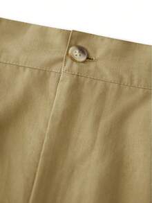 Men's Linen Pants Solid Color Pleated Mid Waist Straight Leg Casual Trousers With Pockets For Daily Office - màu xanh quân đội - Xem 10