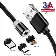 1pc 3A Magnetic USB Cable, Fast Charging Adapter Cable Compatible With IPhone 17/16/15/14/13/12/11/XS/XR, S25/S24/S23/S22/S21/S20, Compatible With IPad Series Fast Charge Cable - Multicolor - View 1