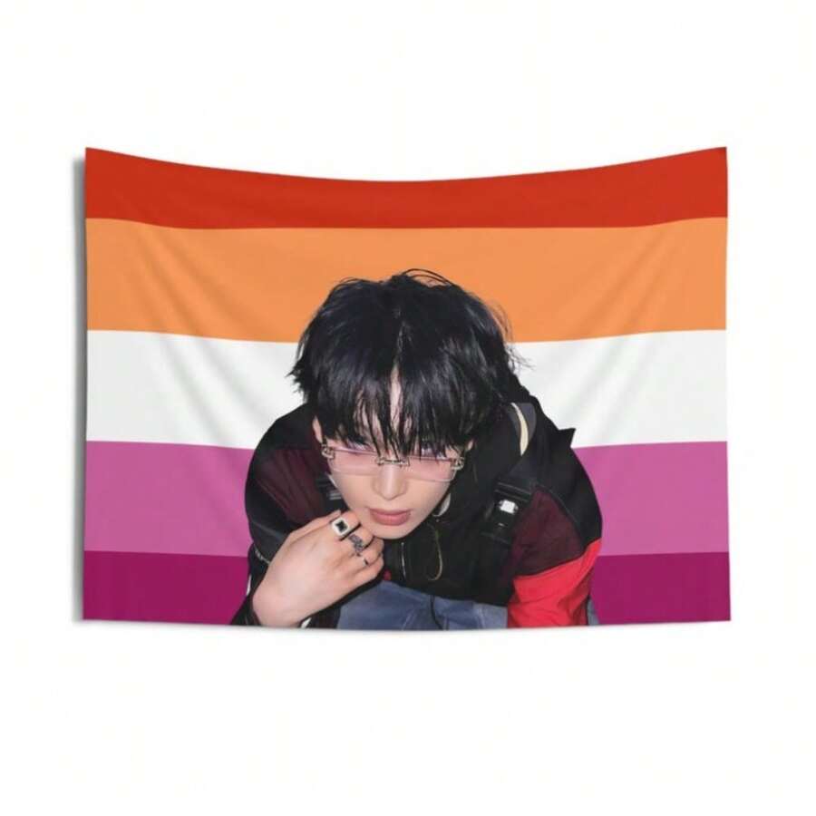 1pc Enha Kpop Flag | Sunoo Stunning Visuals, Walk The Line World Tour, Fabric, Polyester, Peach Skin Velvet - Nhiều màu - Xem 1