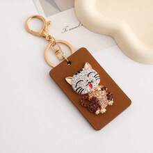 卡通猫咪钥匙扣，镶钻金色可爱猫咪钥匙圈，创意礼物 - 彩色 - 查看 14