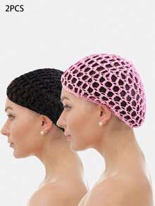 1入組女性時尚中空針織髮帽，絲綢髮帽，緞面髮帽