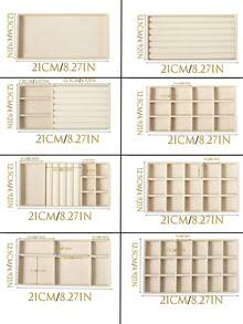 1pc Velvet Jewelry Display Tray, Stackable Jewelry Storage Tray, Jewelry Organizer Tray - Multicolor - View 2