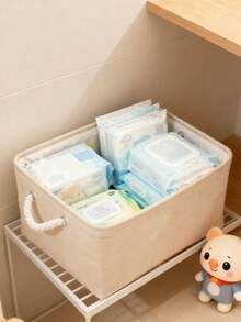 1 chiếc giỏ đựng đồ bằng vải lanh dung tích lớn có tay cầm, giỏ đựng đồ phòng tắm, hộp đựng đồ tối giản bằng vải lanh, giỏ đựng đồ đa năng, giỏ đựng đồ có tay cầm bằng dây thừng, giỏ đựng đồ gia dụng đa dụng. - Màu Khaki - Xem 3