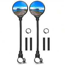 1 par de espejos retrovisores para bicicleta, espejos retrovisores para bicicleta eléctrica, espejos retrovisores universales de vástago largo para bicicleta de montaña, espejos retrovisores flexibles y ajustables - Multicolor - Ver 2