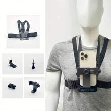 1个可调节胸带手机支架，户外骑行胸带手机支架，第一人称射击配件，适用于滑雪、骑行、划船、狩猎、运动
