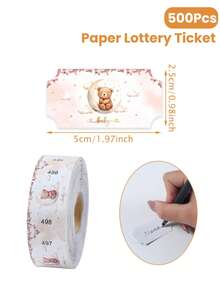 500pcs/Roll Brown Bear Design Raffle Tickets Roll,Babe Shower Party Supplies,Gender Reveal Party Games Activities Props,Event Tickets, Admission Tickets, Lucky Draws,Celebration Tickets,Class Rewards,Birthday Party Games Supplies - Brown Bear - View 6